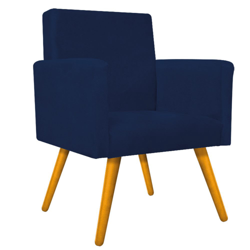 Kit 02 Poltrona Decorativa Pés Palito Beatriz Recepção Sala Quarto Recepção Suede Azul Marinho - am Decor - Imagem 2