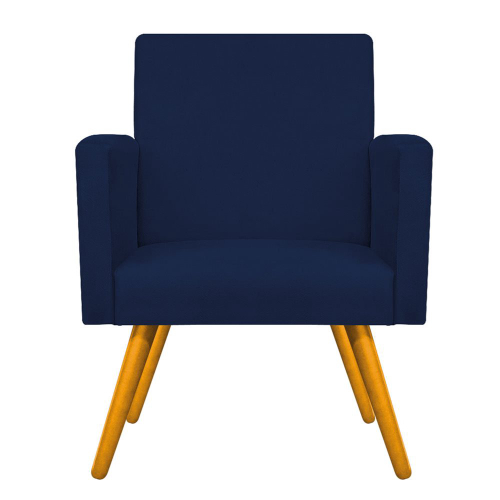 Kit 02 Poltrona Decorativa Pés Palito Beatriz Recepção Sala Quarto Recepção Suede Azul Marinho - am Decor - Imagem 3