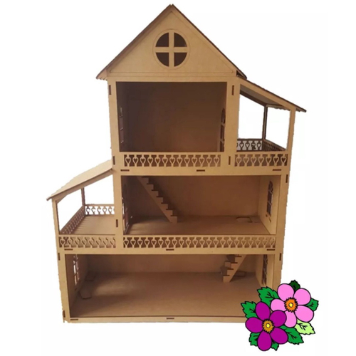 Casa Para Boneca Barbie Desmontada 129x88x42,5 Mdf Madeira