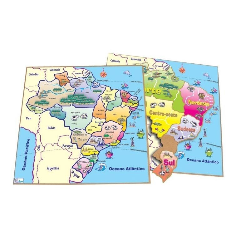 Quebra Cabeça Infantil Grande Mapa do Brasil, Brinquedo Educativo Mapa -  Imagine Brinquedos