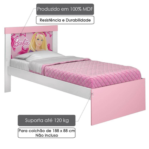 Cama Infantil Barbie Com Grade Proteção em Promoção na Americanas