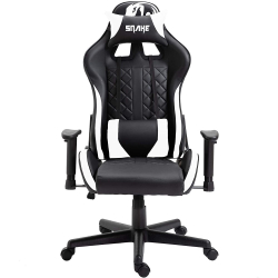 Cadeira Gamer Profissional Snake Mamba Negra Reclinável Giratória Preta/Branca 9183 Menor preço em Cadeira Gamer Profissional Snake Mamba Negra Reclinável Giratória Preta/Branca 9183