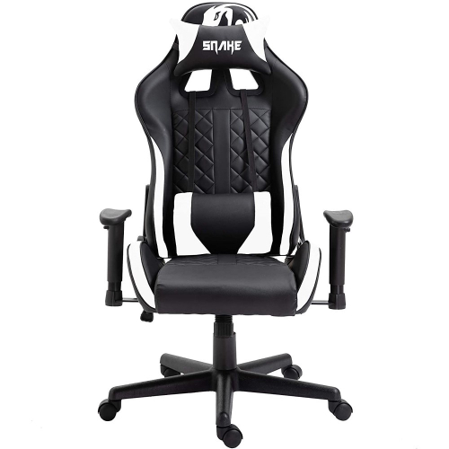 Cadeira Gamer Profissional Snake Mamba Negra Reclinável Giratória Preta/Branca 9183