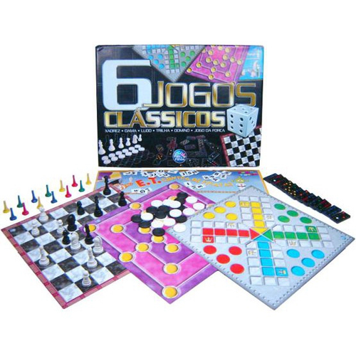 Jogos 6 em 1 Jogos Passatempos Clássicos e Tradicionais Brinquedo Educativo  de Madeira Jogos e Desafios Bambalalão Brinquedos Educativos