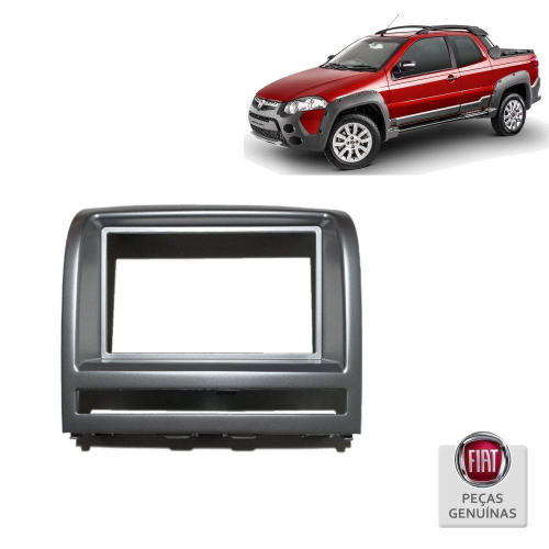 Acabamento do Rádio Fiat Strada Trekking 2008 Prata 2 Din