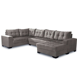 Sofá de Canto 6 Lugares com Chaise Direito Dijon Suede Animale Cinza Menor preço em Sofá de Canto 6 Lugares com Chaise Direito Dijon Suede Animale Cinza
