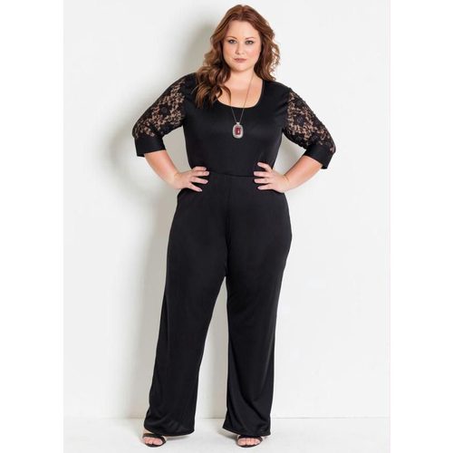 Macacão de renda fashion plus size