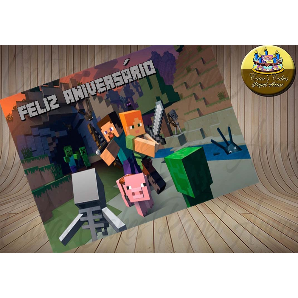 Minecraft Mine Craft Papel De Arroz p/ Bolo A4 20x30cm MOD.06 em Promoção  na Americanas