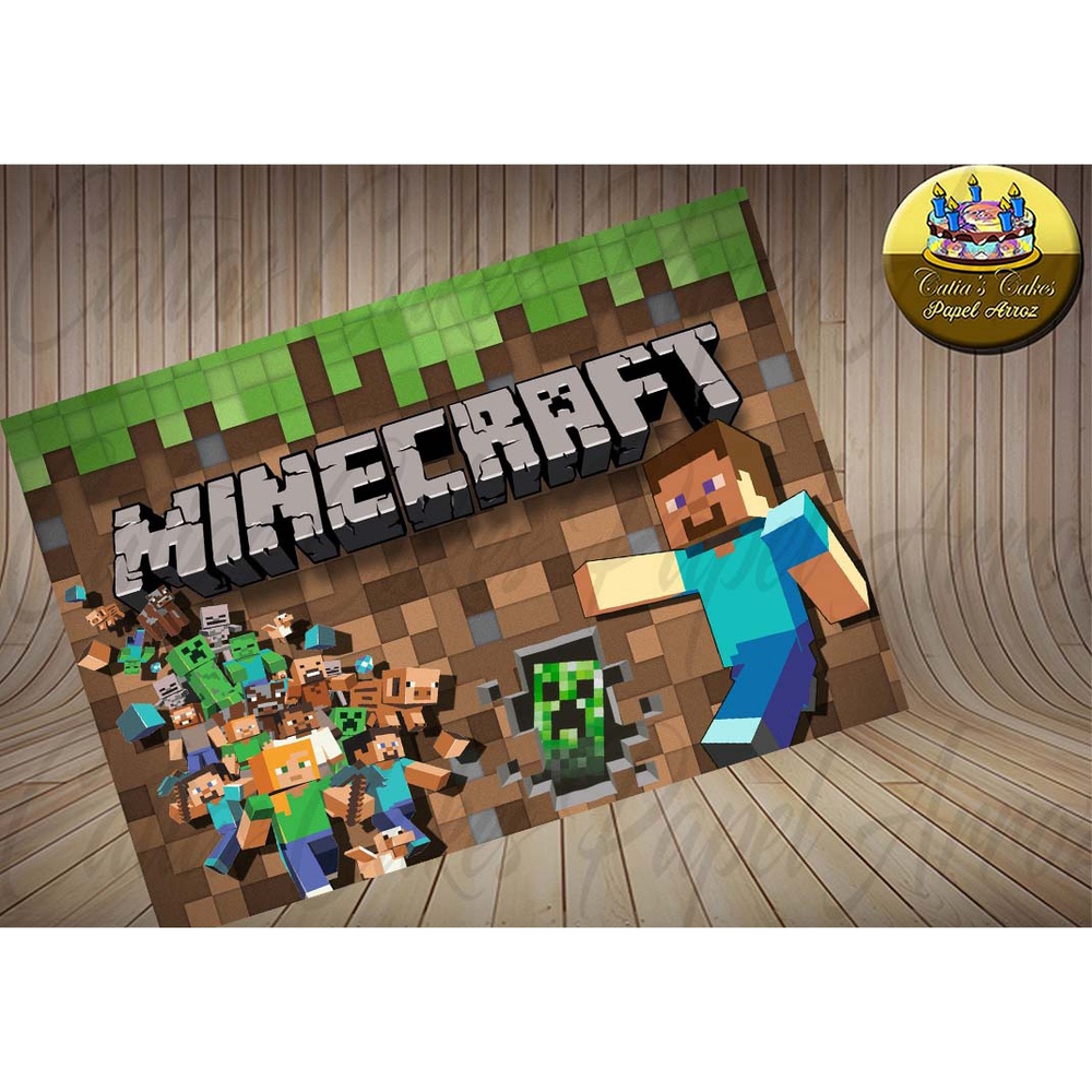 Minecraft Mine Craft Papel De Arroz p/ Bolo A4 20x30cm MOD.09 em