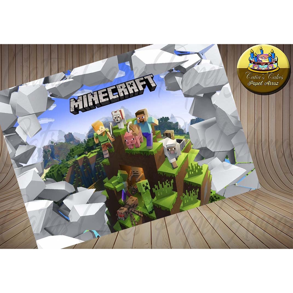 Minecraft Mine Craft Papel De Arroz p/ Bolo A4 20x30cm MOD.06 em Promoção  na Americanas