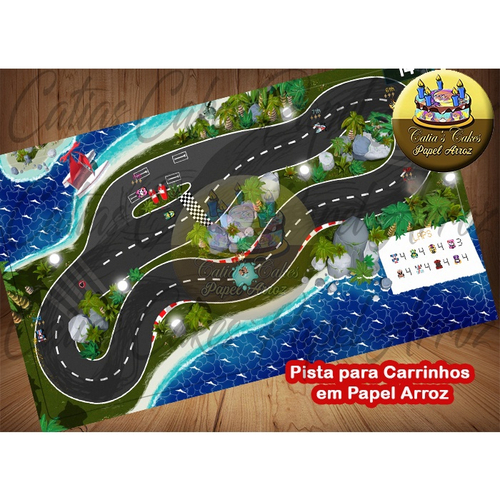 Pista de Carrinhos Hot Wheels Papel De Arroz p/ Bolo A4 20x30cm