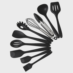 Conjunto Kit De Utensílios De Cozinha 10 Peças Silicone Inox Menor preço em Conjunto Kit De Utensílios De Cozinha 10 Peças Silicone Inox