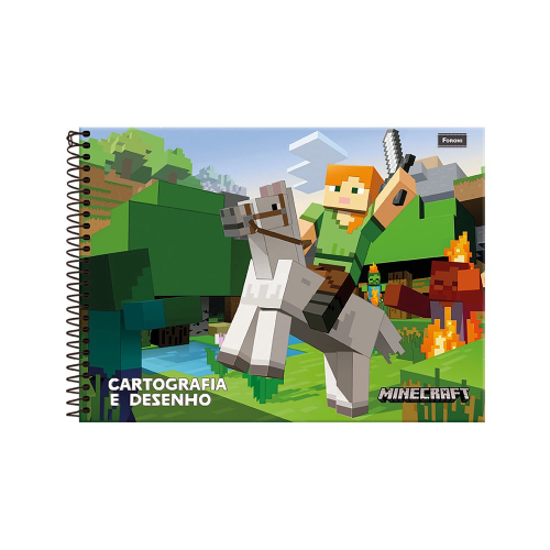 Caderno de Desenho Capa Dura 80fls Minecraft- Foroni – Livraria e