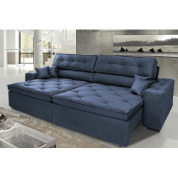Sofá Austin 2,02m Retrátil, Reclinável com Molas no Assento e Almofadas, Suede Azul Cama inBox Menor preço em Sofá Austin 2,02m Retrátil, Reclinável com Molas no Assento e Almofadas, Suede Azul Cama inBox