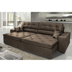 Sofá Austin 2,62m Retrátil, Reclinável com Molas no Assento e Almofadas, Tecido Suede Café é boa?