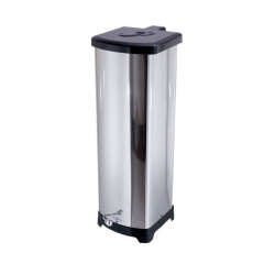 Lixeira Quadrada Moderna em Inox Com Pedal Esfera - Tampa Plástica 70cm Altura 30L Menor preço em Lixeira Quadrada Moderna em Inox Com Pedal Esfera - Tampa Plástica 70cm Altura 30L