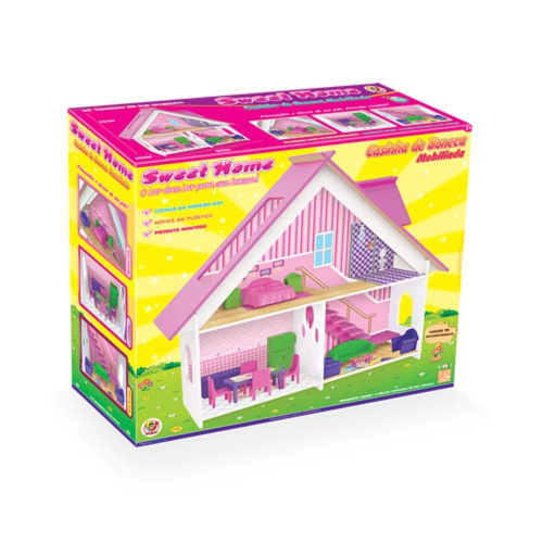 Casinha de Boneca Suíça Brinquedo de Madeira Educativo Brinquedos