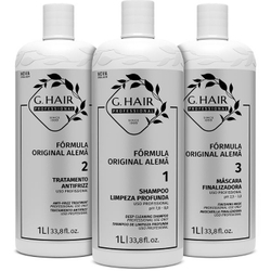 G. Hair Escova Progressiva Alemã Kit 3x1000ml - Fórmula Inoar Menor preço em G. Hair Escova Progressiva Alemã Kit 3x1000ml - Fórmula Inoar