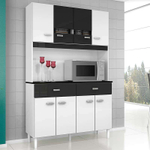 Cozinha Compacta 8 Portas e 2 Gavetas Manu - Poquema - Branco / Preto