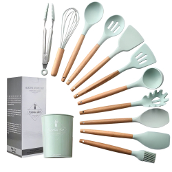 Utensílios de cozinha Conjunto 11 Pcs Silicone Antiaderente Conjunto de Utensílios de Cozinha Utensílios de Gel de Sílica Cabo de Madeira Conjunto de Utensílios de Cozinha Menor preço em Utensílios de cozinha Conjunto 11 Pcs Silicone Antiaderente Conjunto de Utensílios de Cozinha Utensílios de Gel de Sílica Cabo de Madeira Conjunto de Utensílios de Cozinha