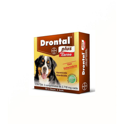 Drontal para Cães Acima de 35kg Sabor Carne - 2 comprimidos Menor preço em Drontal para Cães Acima de 35kg Sabor Carne - 2 comprimidos