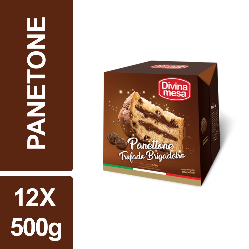 Panetone Trufado Brigadeiro Divina Mesa 500g Kit 12un em Promoção na  Americanas