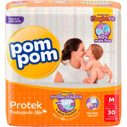 Fraldas Pompom Protek Jumbo M - 30 unidades Menor preço em Fraldas Pompom Protek Jumbo M - 30 unidades