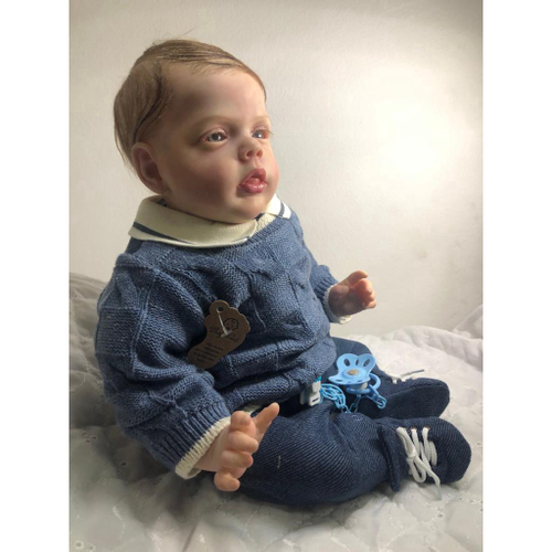 Boneca Bebê Mini Reborn Menino Com Manta Azul no Shoptime