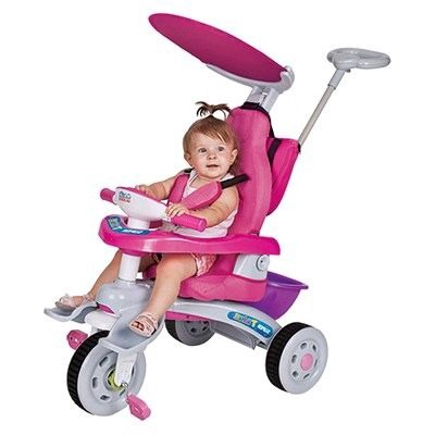 Triciclo Infantil Empurrador C/ Haste Trike Rosa Magic Toys