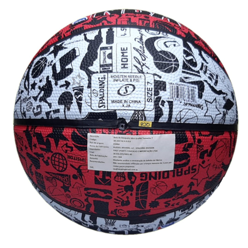 Bola Basquete Spalding Graffiti Unissex - Vermelha/Preta