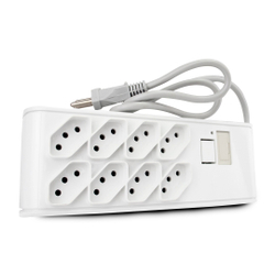Filtro De Linha 8 Tomadas / Extensão / Régua Bivolt branco Menor preço em Filtro De Linha 8 Tomadas / Extensão / Régua Bivolt branco