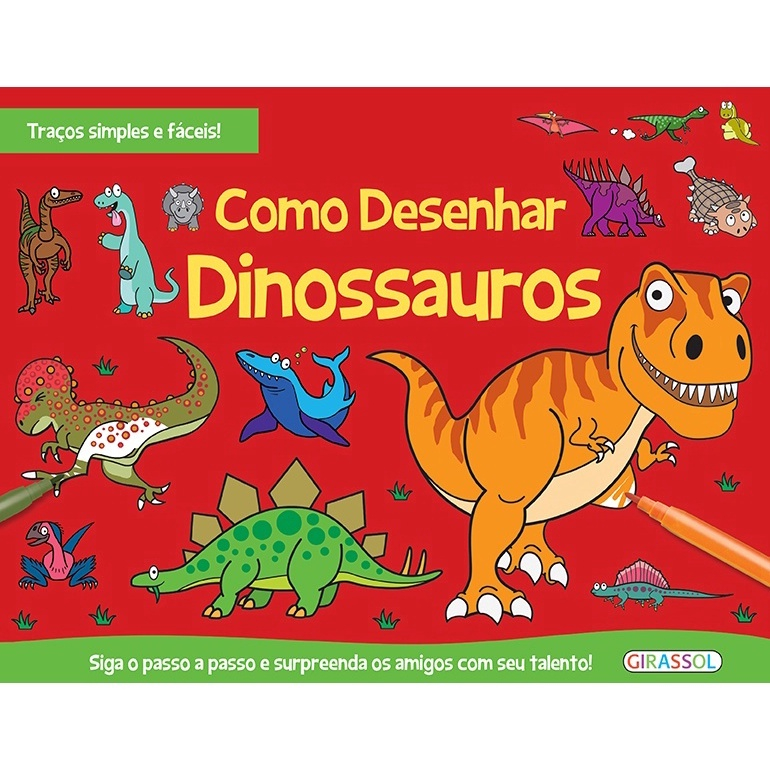 COMO DESENHAR UM DINOSSAURO BEM FÁCIL - Desenhos fáceis para crianças 