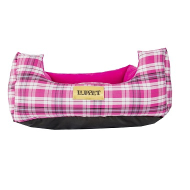 Cama Quadrada Para Cachorro Ou Gato Luppet Rosa Xadrez GG