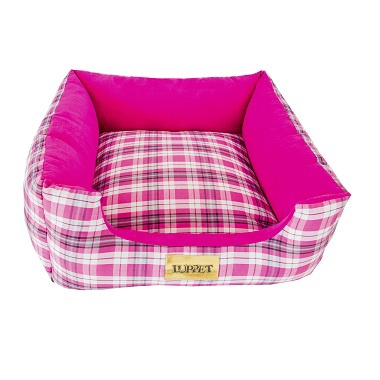 Cama Quadrada Para Cachorro Ou Gato Luppet Rosa Xadrez GG