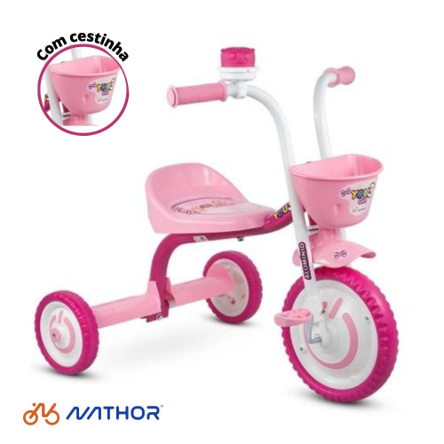 Triciclo Infantil Tico Tico Motoca Baby Girl Adesivo e Acessórios