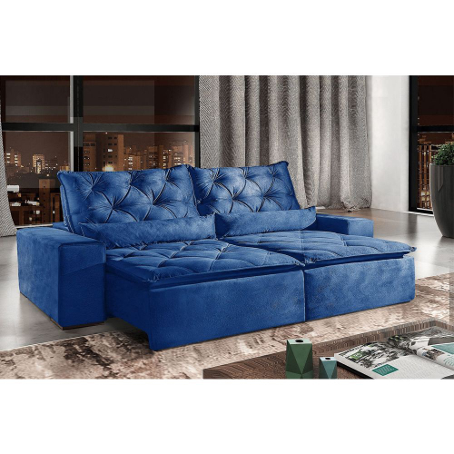 Sofá 4 Lugares Retrátil e Reclinável 2,30 mts Infinity Suede Azul em  Promoção | Ofertas na Americanas