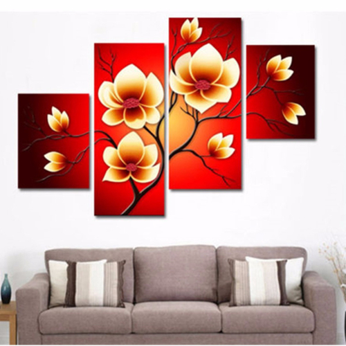 4 pcs Flores Modernas Pintura A Óleo Abstrata Enorme Parede Decoração Arte  Sobre Tela Sem Moldura nas americanas