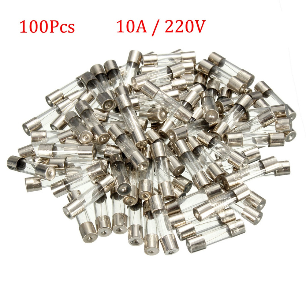 100PCS 10A 250V Fusíveis F10AL250V Fusível De Tubo De Vidro De Sopro ...