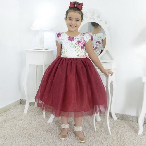 Vestido vermelho hot sale marsala infantil