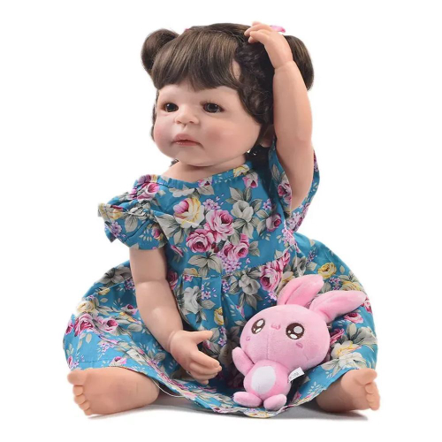 Brastoy Bebê Reborn Boneca Menina 100% Silicone 55cm Cachos em Promoção na  Americanas