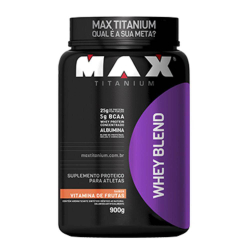 Whey Blend 900g - Max Titanium - Vitamina De Frutas Menor preço em Whey Blend 900g - Max Titanium - Vitamina De Frutas