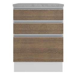 Balcão Glamy 60 cm 3 Gavetas Branco e Rustic Madesa Menor preço em Balcão Glamy 60 cm 3 Gavetas Branco e Rustic Madesa