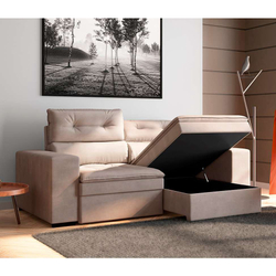 Sofá 3 Lugares Retrátil e Reclinável com Baú Cancún Suede Veludo Cappuccino Menor preço em Sofá 3 Lugares Retrátil e Reclinável com Baú Cancún Suede Veludo Cappuccino