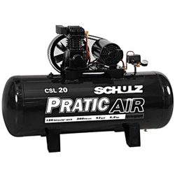 Compressor Pratic Air CSL20/200L 125PSI 5 cv Trifásico Schulz Menor preço em Compressor Pratic Air CSL20/200L 125PSI 5 cv Trifásico Schulz