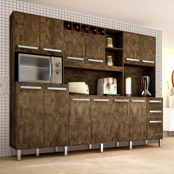 Armário Kit Cozinha 12 Portas Ágata Ipê - Valdemóveis Menor preço em Armário Kit Cozinha 12 Portas Ágata Ipê - Valdemóveis