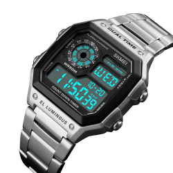 Relógio Masculino Skmei 1335 Digital Prova D'Água Prata Nf Menor preço em Relógio Masculino Skmei 1335 Digital Prova D'Água Prata Nf