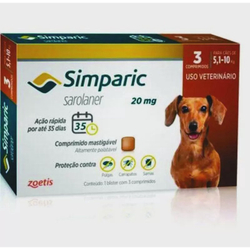 Simparic Antipulgas Para cães 5,1 A 10kg 20mg Com 3 Compr é boa?