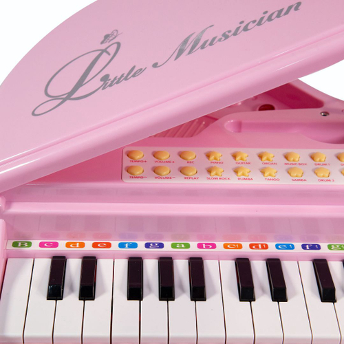 Piano Infantil Com Banquinho E Microfone Rosa BW151RS