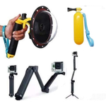 Kit para Gopro Hero 5 Hero Hero 6 Hero 7 Bastão flutuador tripé 3 way dome telesin gatilho (3 itens)