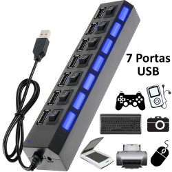 Hub USB 7 Portas 2.0 LED indicador 480 Mbps preto CBRN01125 é boa?